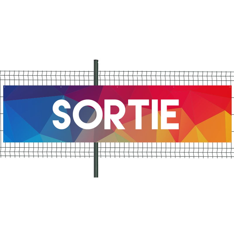 Banderole Prête à imprimer "Sortie" (fixation oeillets) 100x400 cm - Modèle 1 MACAP