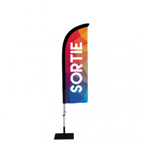 Beach flag Prêt à imprimer "Sortie" (kit avec platine carrée) 2,3 m - Modèle 1 MACAP