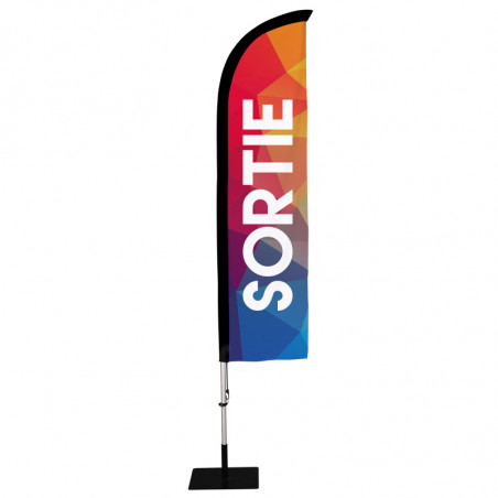 Beach flag Prêt à imprimer "Sortie" (kit avec platine carrée) 2,8 m - Modèle 1 MACAP