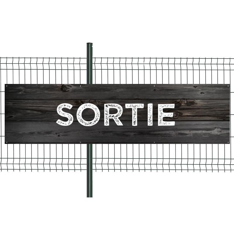Banderole Prête à imprimer "Sortie" (fixation oeillets) 80x300 cm - Modèle 2 MACAP
