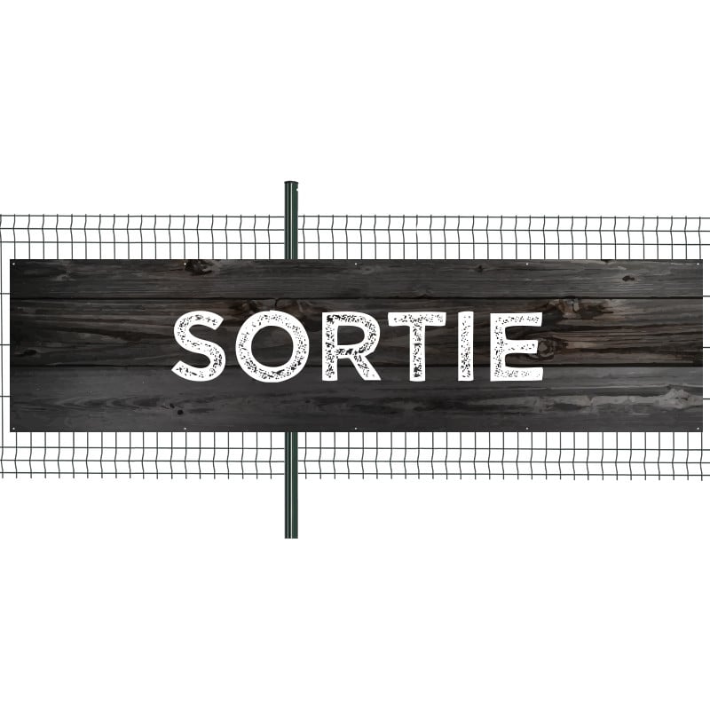 Banderole Prête à imprimer "Sortie" (fixation oeillets) 100x400 cm - Modèle 2 MACAP