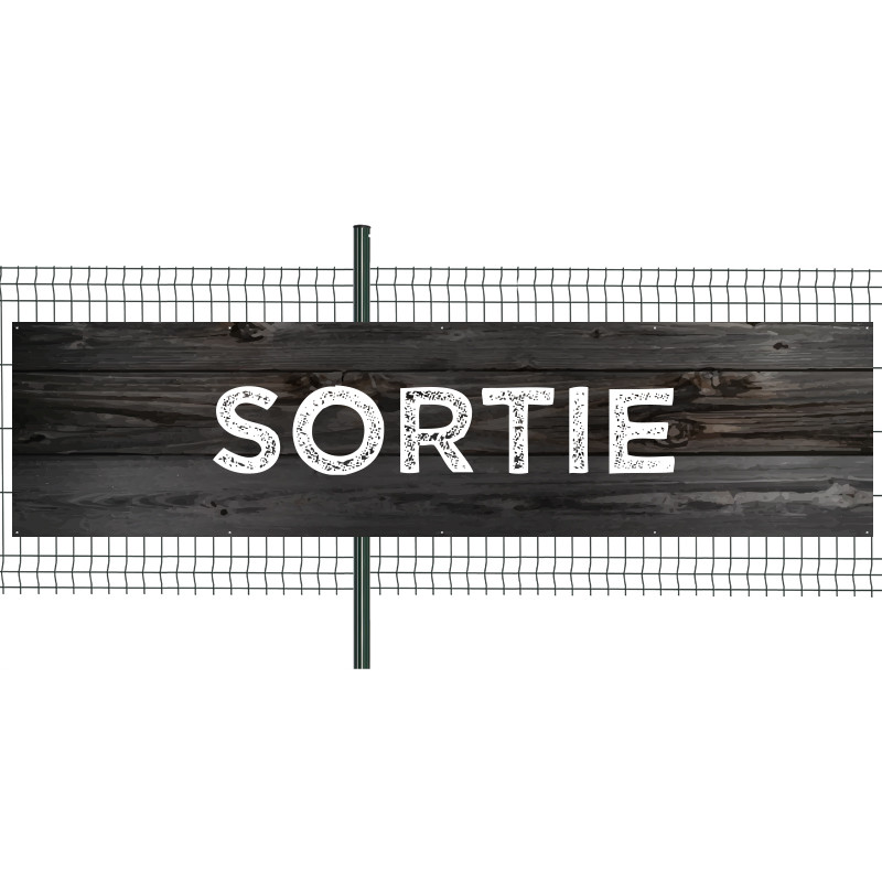 Banderole Prête à imprimer "Sortie" (fixation oeillets) 100x400 cm - Modèle 2 MACAP Banderole Prête à imprimer "Sortie" (fixation oeillets) 100x400 cm - Modèle 2 MACAP