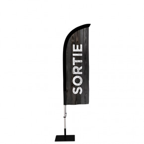 Beach flag Prêt à imprimer "Sortie" (kit avec platine carrée) 2,3 m - Modèle 2 MACAP