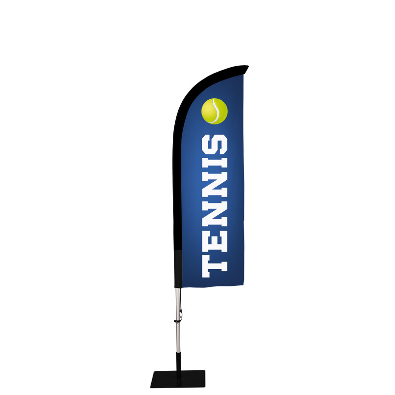Beach flag Prêt à imprimer "Tennis" (kit avec platine carrée) 2,3 m - Modèle 1 MACAP