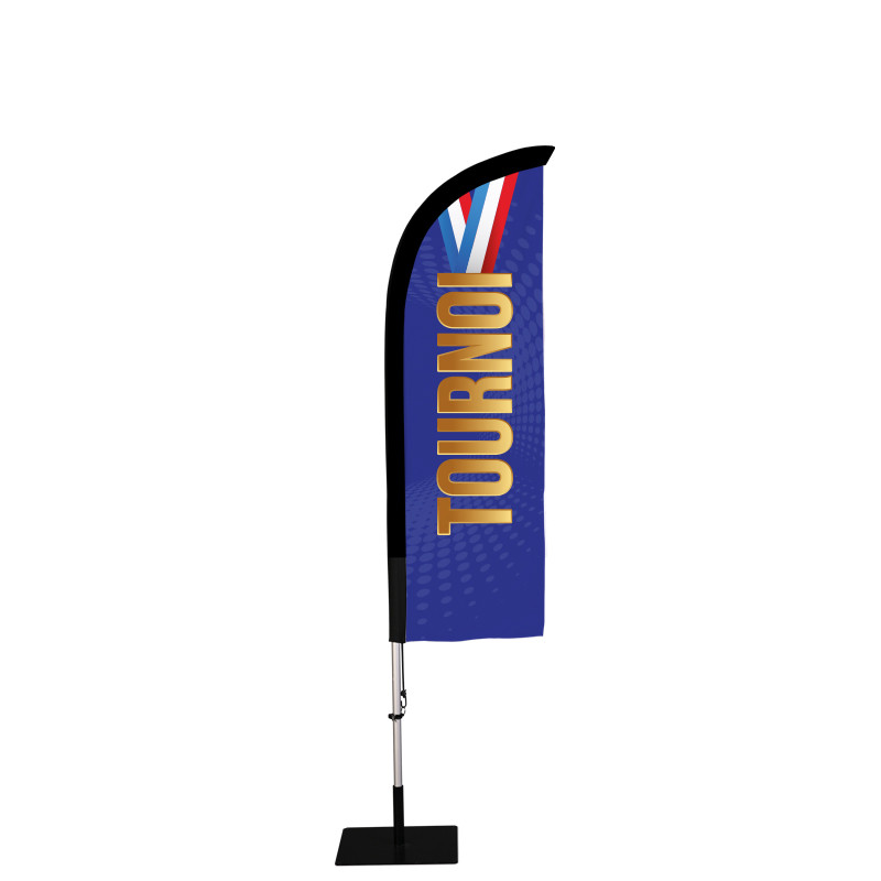 Beach flag Prêt à imprimer "Tournoi" (kit avec platine carrée) 2,3 m - Modèle 2 MACAP