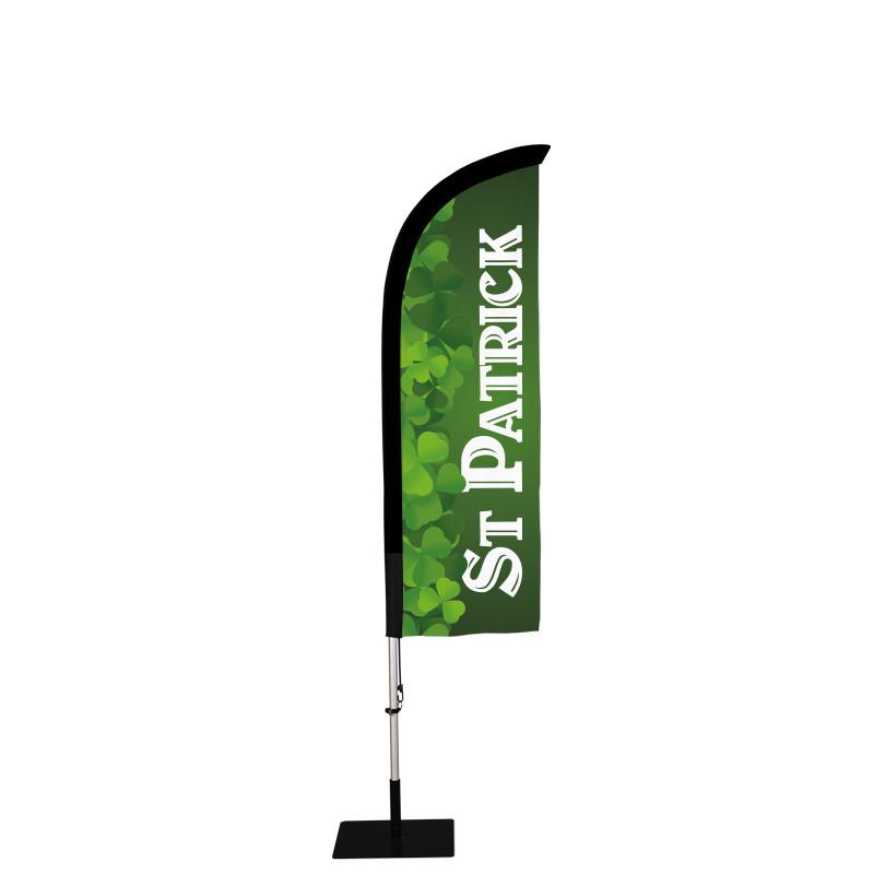 Beach flag Prêt à imprimer "Fête St Patrick" (kit avec platine carrée) 2,3 m - Modèle 1 MACAP