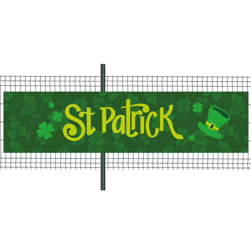 Banderole Prête à imprimer "Fête St Patrick" (fixation oeillets) 100x400 cm - Modèle 2 MACAP