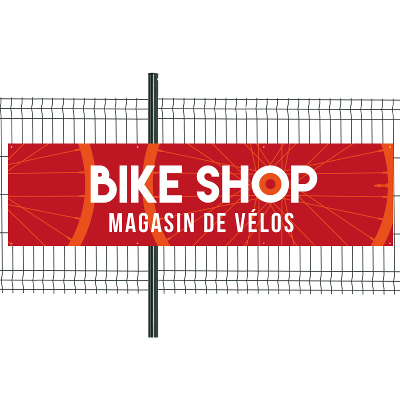 Banderole Prête à imprimer "Magasin de vélos" (fixation oeillets) 80x300 cm - Modèle 1 MACAP