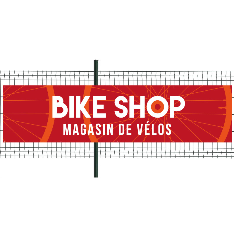Banderole Prête à imprimer "Magasin de vélos" (fixation oeillets) 100x400 cm - Modèle 1 MACAP