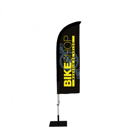Beach flag Prêt à imprimer "Magasin de vélos" (kit avec platine carrée) 2,3 m - Modèle 2 MACAP