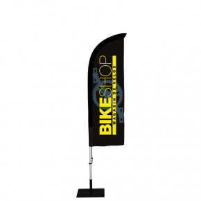 Beach flag Prêt à imprimer "Magasin de vélos" (kit avec platine carrée) 2,3 m - Modèle 2 MACAP