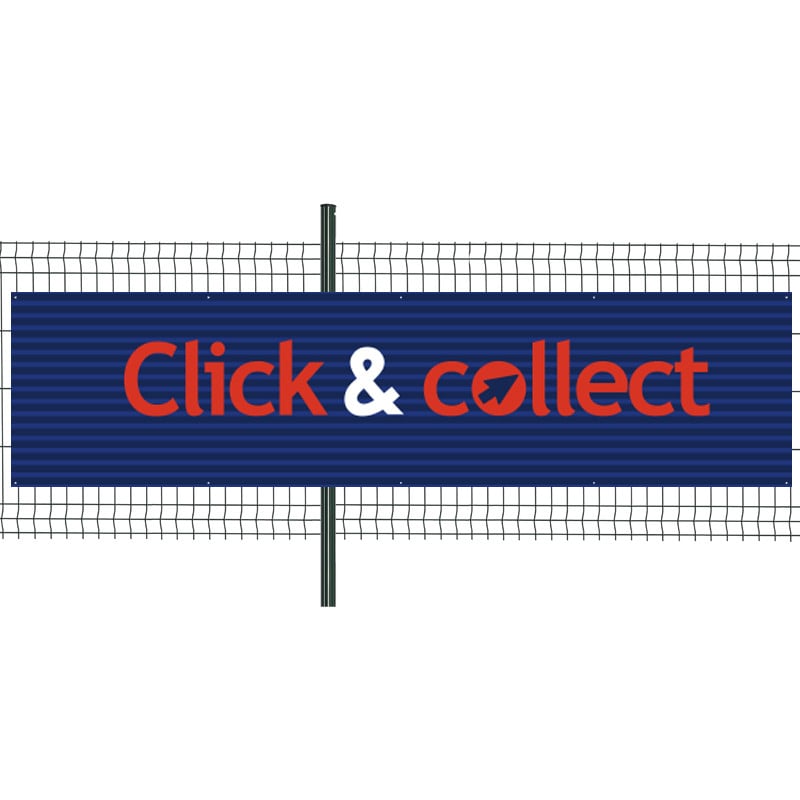Banderole Prête à imprimer "Click & Collect" (fixation oeillets) 100x400 cm - Modèle 1 MACAP