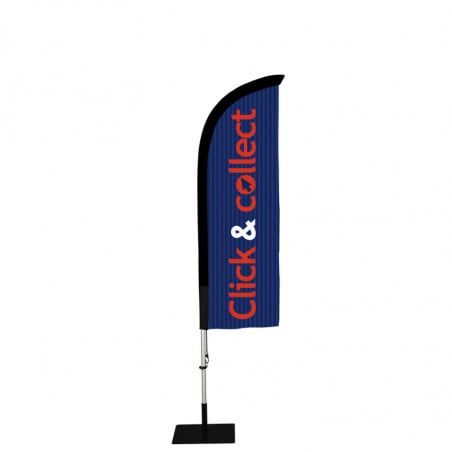 Beach flag Prêt à imprimer "Click & Collect" (kit avec platine carrée) 2,3 m - Modèle 1 MACAP