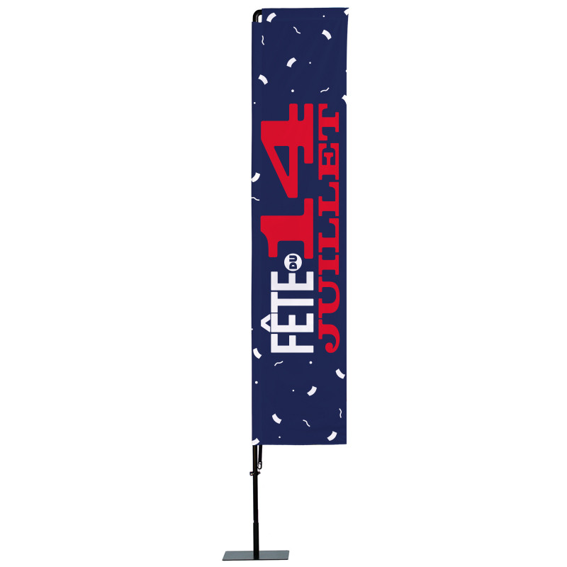 Beach flag Prêt à imprimer "Fête du 14 Juillet" (kit avec platine carrée) 3,5 m - Modèle 1 MACAP