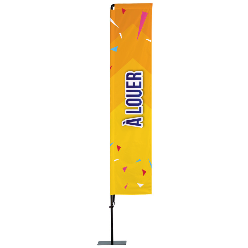 Beach flag Prêt à imprimer "A louer" (kit avec platine carrée) 3,5 m - Modèle 2 MACAP