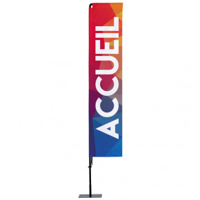 Beach flag Prêt à imprimer "Accueil" (kit avec platine carrée) 3,5 m - Modèle 1 MACAP