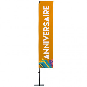 Beach flag Prêt à imprimer "Anniversaire" (kit avec platine carrée) 3,5 m - Modèle 1 MACAP