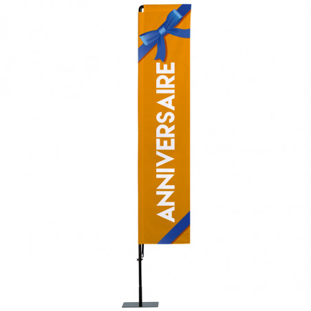 Beach flag Prêt à imprimer "Anniversaire" (kit avec platine carrée) 3,5 m - Modèle 2 MACAP