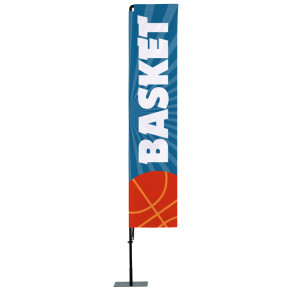 Beach flag Prêt à imprimer "Basket" (kit avec platine carrée) 3,5 m - Modèle 2 MACAP