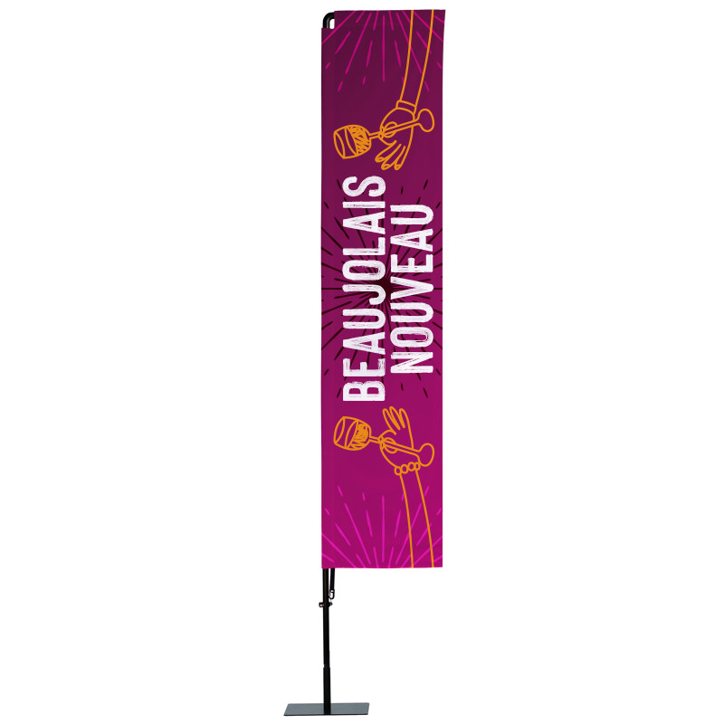 Beach flag Prêt à imprimer "Beaujolais nouveau" (kit avec platine carrée) 3,5 m - Modèle 2 MACAP