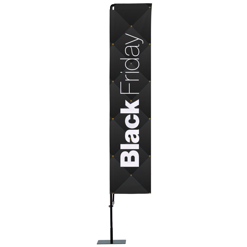 Beach flag Prêt à imprimer "Black Friday" (kit avec platine carrée) 3,5 m - Modèle 1 MACAP