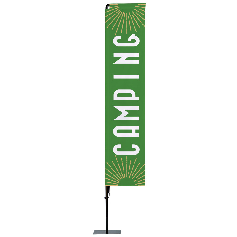 Beach flag Prêt à imprimer "Camping" (kit avec platine carrée) 3,5 m - Modèle 2 MACAP