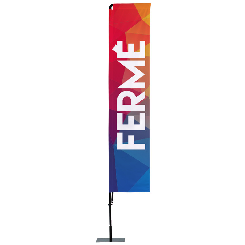 Beach flag Prêt à imprimer "Fermé" (kit avec platine carrée) 3,5 m - Modèle 1 MACAP