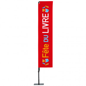 Beach flag Prêt à imprimer "Fête du livre" (kit avec platine carrée) 3,5 m - Modèle 1 MACAP