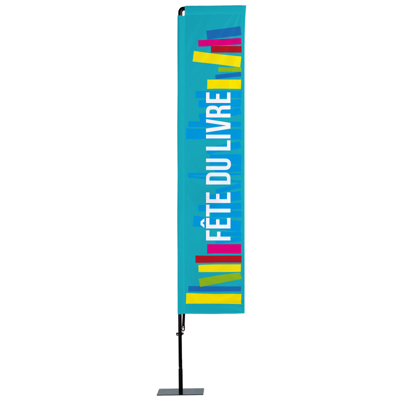 Beach flag Prêt à imprimer "Fête du livre" (kit avec platine carrée) 3,5 m - Modèle 2 MACAP