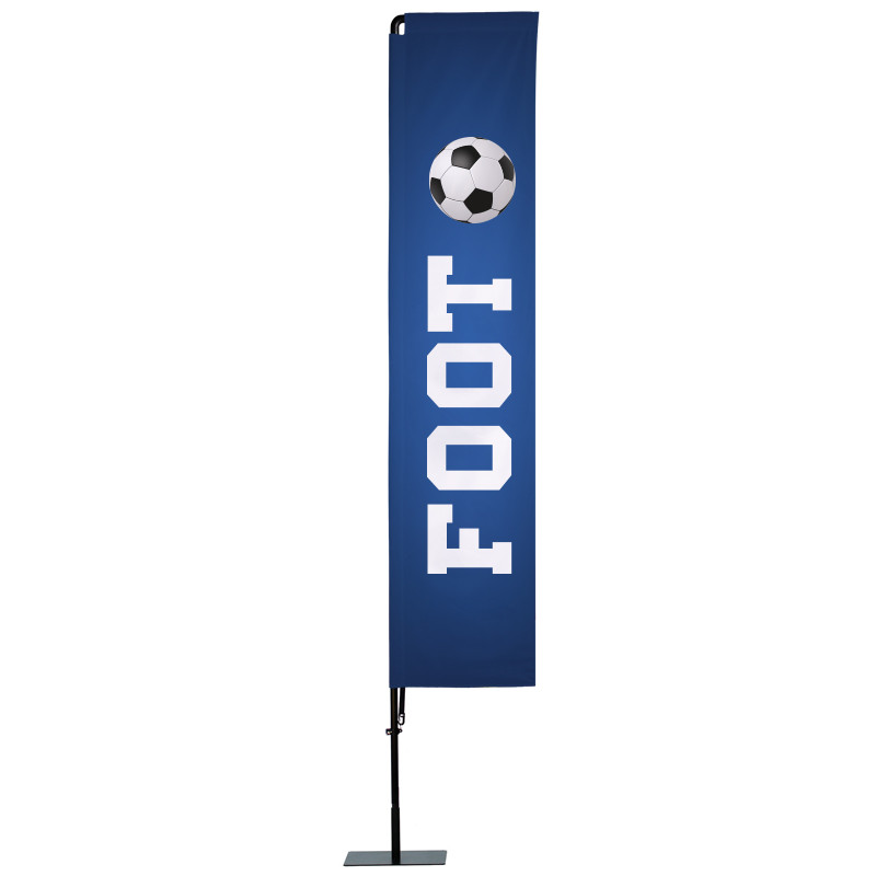 Beach flag Prêt à imprimer "Foot" (kit avec platine carrée) 3,5 m - Modèle 1 MACAP