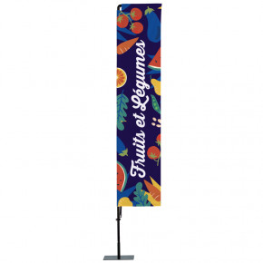 Beach flag Prêt à imprimer "Fruits et légumes" (kit avec platine carrée) 3,5 m - Modèle 1 MACAP