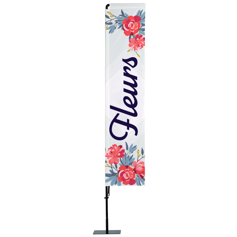 Beach flag Prêt à imprimer "Fleurs" (kit avec platine carrée) 3,5 m - Modèle 1 MACAP