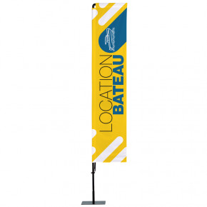 Beach flag Prêt à imprimer "Location bateau" (kit avec platine carrée) 3,5 m - Modèle 2 MACAP