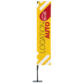 Beach flag Prêt à imprimer "Location Auto" (kit avec platine carrée) 3,5 m - Modèle 2 MACAP