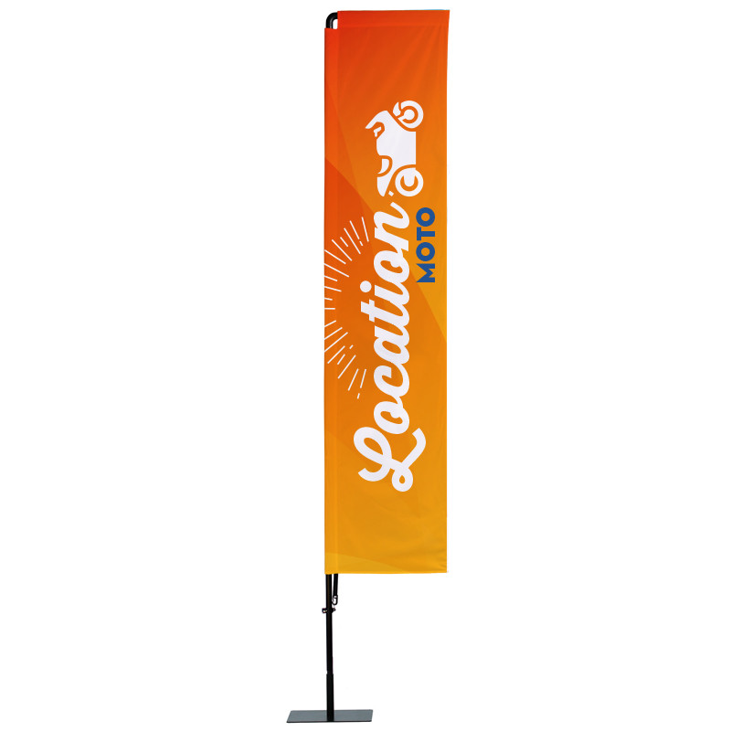 Beach flag Prêt à imprimer "Location Moto" (kit avec platine carrée) 3,5 m - Modèle 1 MACAP