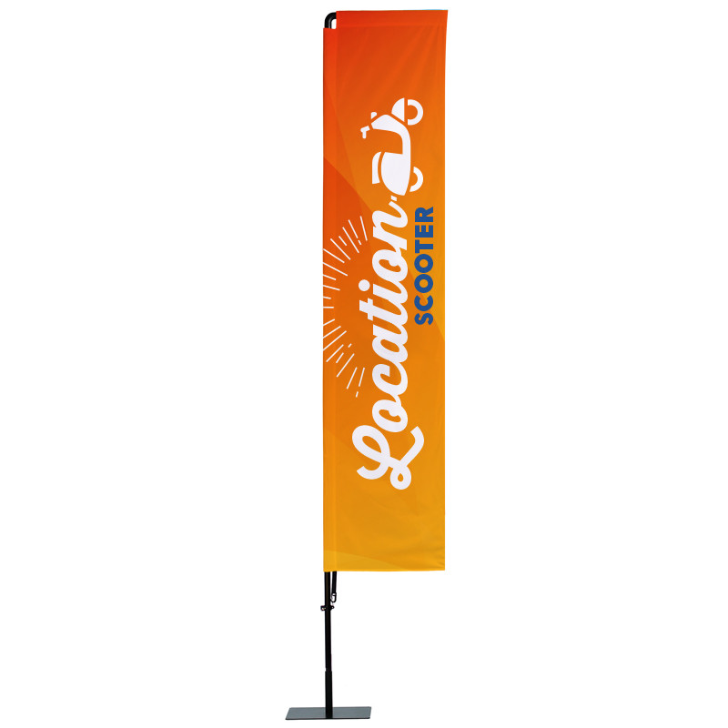 Beach flag Prêt à imprimer "Location Scooter" (kit avec platine carrée) 3,5 m - Modèle 1 MACAP