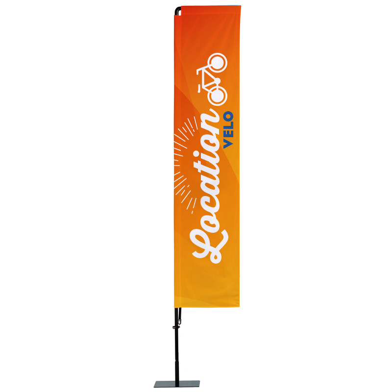 Beach flag Prêt à imprimer "Location Vélo" (kit avec platine carrée) 3,5 m - Modèle 1 MACAP