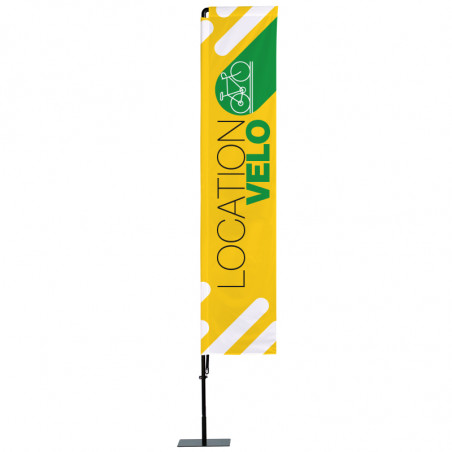 Beach flag Prêt à imprimer "Location Vélo" (kit avec platine carrée) 3,5 m - Modèle 2 MACAP