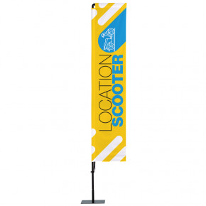 Beach flag Prêt à imprimer "Location Scooter" (kit avec platine carrée) 3,5 m - Modèle 2 MACAP