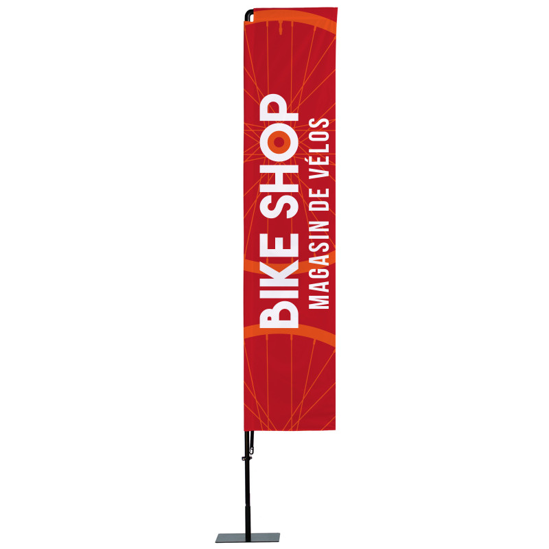 Beach flag Prêt à imprimer "Magasin de vélos" (kit avec platine carrée) 3,5 m - Modèle 1 MACAP