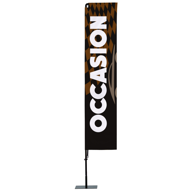Beach flag Prêt à imprimer "Occasion" (kit avec platine carrée) 3,5 m - Modèle 2 MACAP