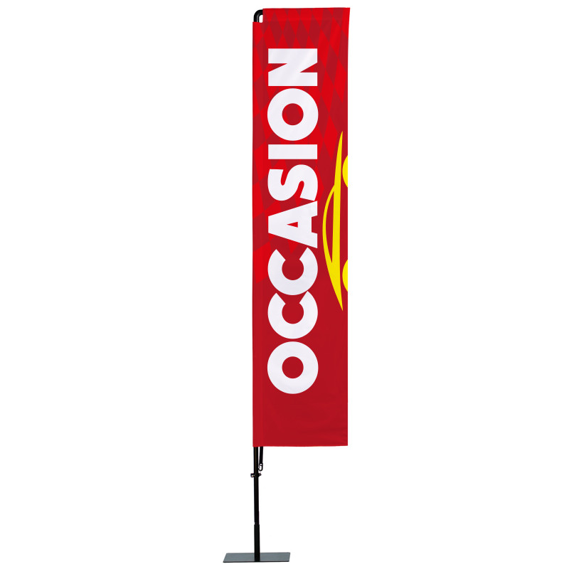Beach flag Prêt à imprimer "Occasion" (kit avec platine carrée) 3,5 m - Modèle 3 MACAP