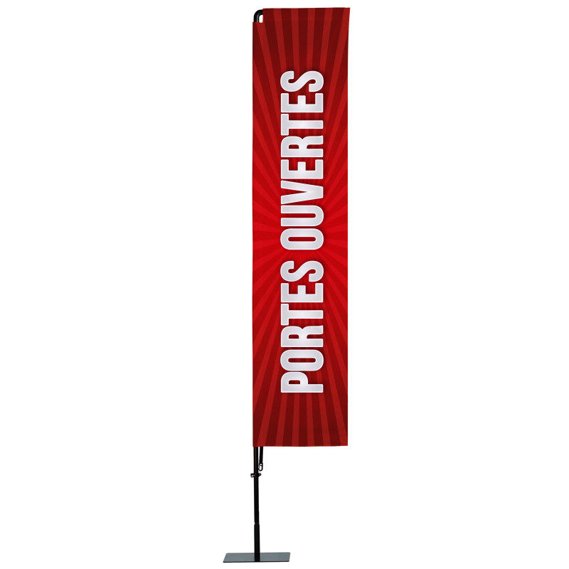 Beach flag Prêt à imprimer "Portes ouvertes" (kit avec platine carrée) 3,5 m - Modèle 1 MACAP