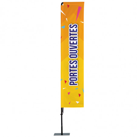 Beach flag Prêt à imprimer "Portes ouvertes" (kit avec platine carrée) 3,5 m - Modèle 2 MACAP