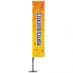 Beach flag Prêt à imprimer "Portes ouvertes" (kit avec platine carrée) 3,5 m - Modèle 2 MACAP