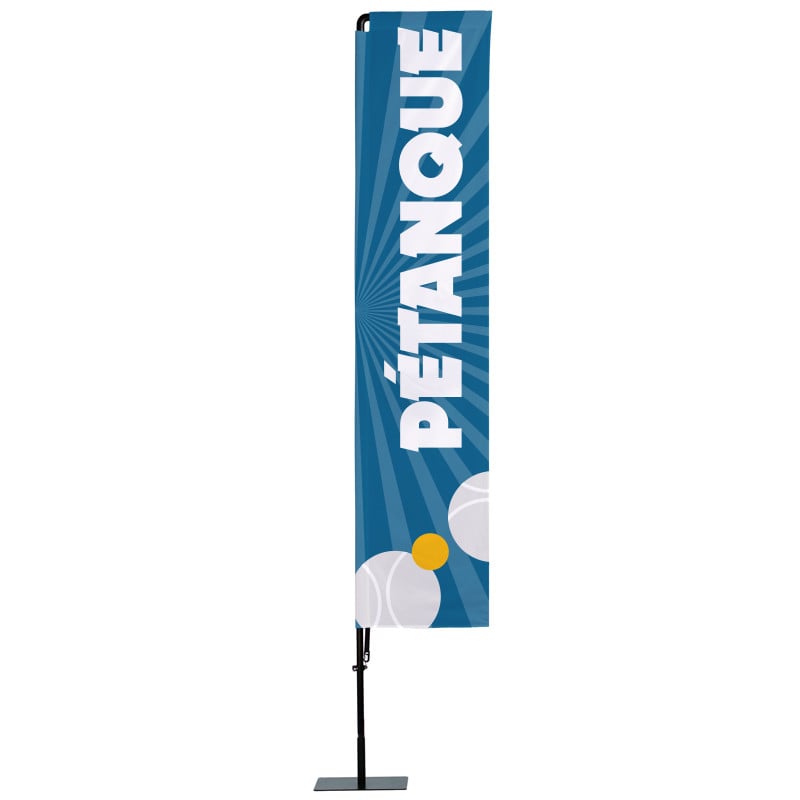 Beach flag Prêt à imprimer "Pétanque" (kit avec platine carrée) 3,5 m - Modèle 2 MACAP