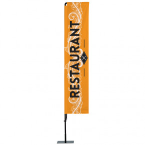 Beach flag Prêt à imprimer "Restaurant" (kit avec platine carrée) 3,5 m - Modèle 2  MACAP