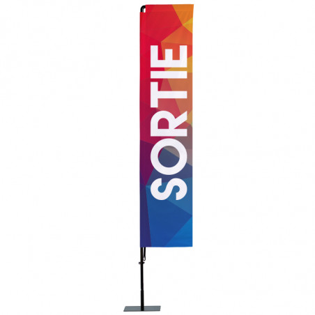 Beach flag Prêt à imprimer "Sortie" (kit avec platine carrée) 3,5 m - Modèle 1 MACAP