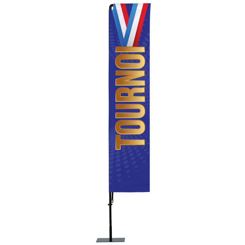 Beach flag Prêt à imprimer "Tournoi" (kit avec platine carrée) 3,5 m - Modèle 2 MACAP