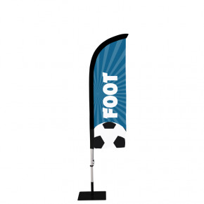 Beach flag Prêt à imprimer "Foot" (kit avec platine carrée) 2,3 m - Modèle 2 MACAP